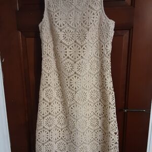 Lucky Brand Beige Lace Midi Dress Size XS